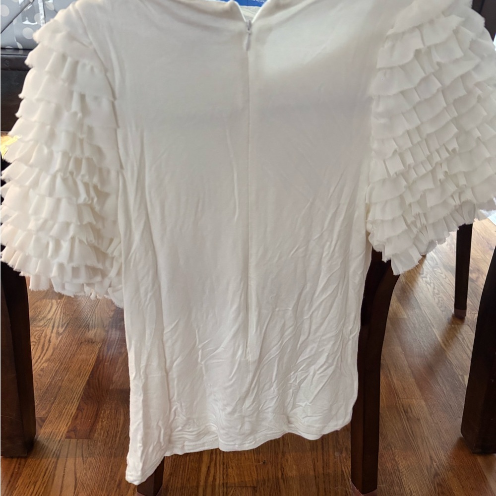 White Ruffled Sleeve Top